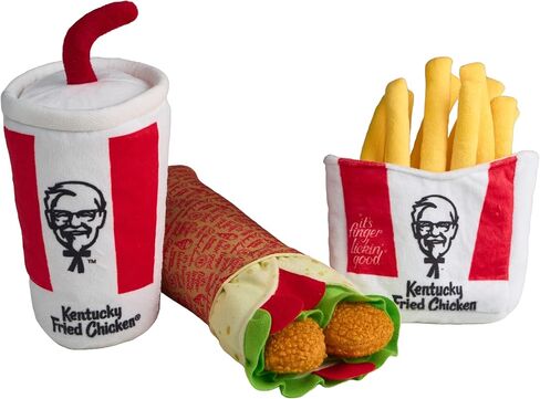 KFC Chicken Box Meal – 3-Piece Dog Toy Set - Chicken Box, French Fries & Soda – Fun Food-Themed Crinkle & Squeaky Interactive Plush Toys for Medium Dogs & Moderate Chewers in Kuwait