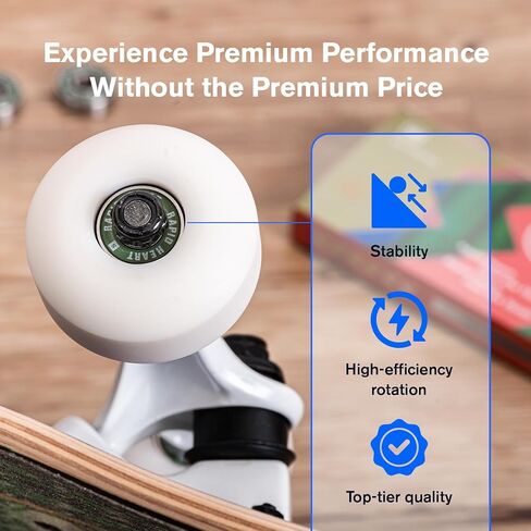 Rapid Heart 8 Pack 608 2RS Precision Steel Green Bearings. 30+ Second Spin Test. for Skateboards, Longboards, Inline & Roller Skates. Premium Quality, Affordable Price,High-Performance Alternative. in Saudi Arabia