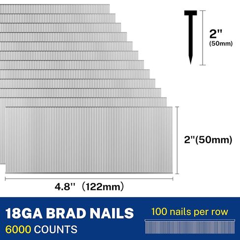 Workpro 2 بوصة 18 Gauge Brad Nails ، 6000 Count Universal Brad Nails for Pneumatic ، Electric Brad Nailer in Saudi Arabia