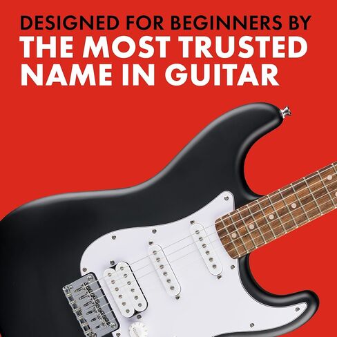 Fender Squier لاول مرة سلسلة Stratocaster HT HSS الكهربائية ، الغيتار المبتدئين ، ضمان لمدة عامين ، يشمل دروس مجانية ، أسود مع ساتان يوريتان إنهاء in Kuwait