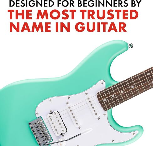 Fender Squier لاول مرة سلسلة Stratocaster HT HSS الكهربائية ، الغيتار المبتدئين ، ضمان لمدة عامين ، يشمل دروس مجانية ، أسود مع ساتان يوريتان إنهاء in Kuwait