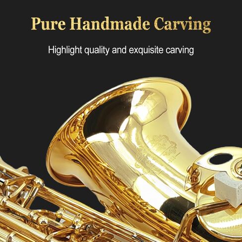 Yinfente Eb Alto Saxophone For Beginners Adult,Saxophone Student,E Flat Alto Sax Full Kit With Reeds,Pads Cushions,Hard Carrying Case,Cleaning Cloth & Rod,Mouthpiece,Gloves,Neck Strap Gold in Saudi Arabia