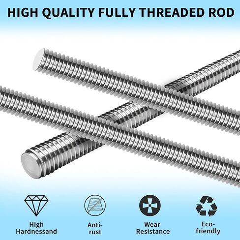 5 Pcs M6-1.0 Fully Threaded Rods 304 Stainless Steel Threads Studs Rods Long Threaded Screw Right Hand Threads, 250mm Length in Saudi Arabia