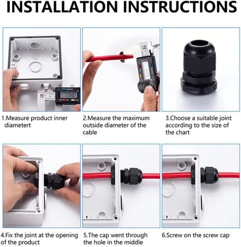 5 PCS 3/8 "IP68 إجهاد الإغاثة من نايلون سلك المقبض المائي NPT غدد قابلة للتعديل ul for و ROHS متوافق (أسود) in Kuwait