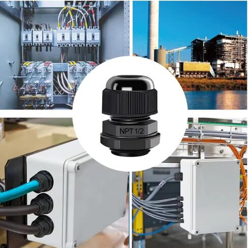 5 PCS 3/8 "IP68 إجهاد الإغاثة من نايلون سلك المقبض المائي NPT غدد قابلة للتعديل ul for و ROHS متوافق (أسود) in Kuwait