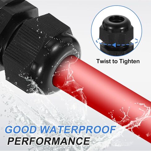 uxcell 3Pcs NPT 1-1/2" Nylon Cable Glands, Waterproof Cord Grip Connector, Adjustable 32-38mm Wire Grommet Protectors with Gaskets and Locknut for Junction Box, Black in Kuwait