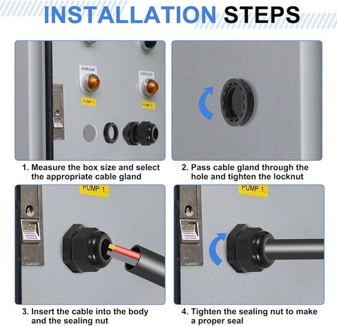 uxcell 3Pcs NPT 1-1/2" Nylon Cable Glands, Waterproof Cord Grip Connector, Adjustable 32-38mm Wire Grommet Protectors with Gaskets and Locknut for Junction Box, Black in Kuwait