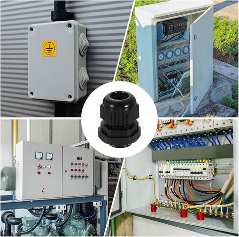 uxcell 3Pcs NPT 1-1/2" Nylon Cable Glands, Waterproof Cord Grip Connector, Adjustable 32-38mm Wire Grommet Protectors with Gaskets and Locknut for Junction Box, Black in Kuwait