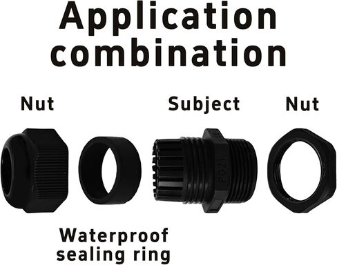 5Pcs PG21 Waterproof IP68 Nylon Cable Gland Connectors, Adjustable Locknut Protectors for 13-18mm Cables, Black Nylon Grommet Joints for Power Cables and Outdoor Use in Saudi Arabia