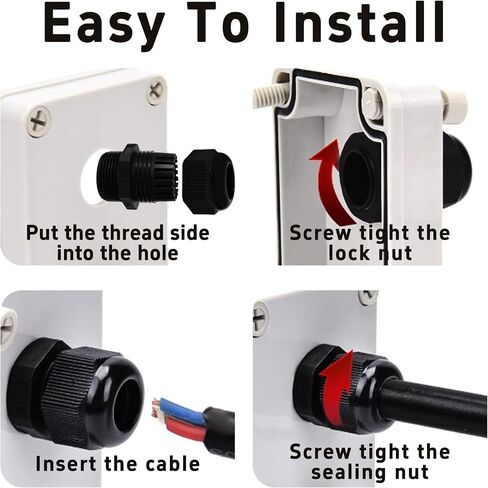 5Pcs PG21 Waterproof IP68 Nylon Cable Gland Connectors, Adjustable Locknut Protectors for 13-18mm Cables, Black Nylon Grommet Joints for Power Cables and Outdoor Use in Saudi Arabia