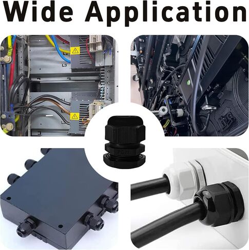 5Pcs PG21 Waterproof IP68 Nylon Cable Gland Connectors, Adjustable Locknut Protectors for 13-18mm Cables, Black Nylon Grommet Joints for Power Cables and Outdoor Use in Saudi Arabia