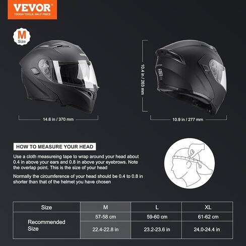 VEVOR Motorcycle Helmet, Unmasked, Smart Street ABS & High Density Helmet with Bluetooth Slot & Interchangeable Lens, DOT Approved Comfortable Motocross Helmet, Fit for Youth & Adults in Saudi Arabia