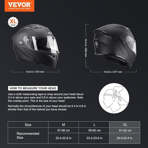 VEVOR Motorcycle Helmet, Unmasked, Smart Street ABS & High Density Helmet with Bluetooth Slot & Interchangeable Lens, DOT Approved Comfortable Motocross Helmet, Fit for Youth & Adults in Saudi Arabia