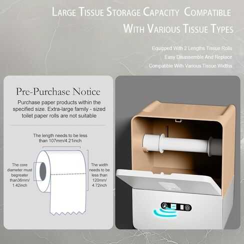 Automatic Paper Towel Dispenser Touchless for Kitchen Bathroom Wall Under Counter Mount Auto Cabinet Smart Touch Commercial Holder Electric Motion Sensor Hand Towel for Toilet (Brown Charge) in Saudi Arabia