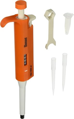 Globe Scientific Diamond 3301-1000 Adjustable Volume Pipette, 100-1000µL Volume, Orange in Saudi Arabia
