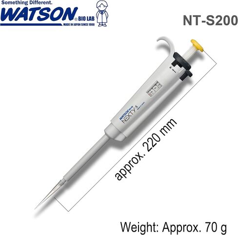 Watson-Bio-Lab ، NT-S200 ، 20-200 ميكرولتر ، Micropipette القناة الفردية Nexty-S200 ، قطعة واحدة قابلة للتعديل ، قرص توربو ثلاثي السرعة ، مصنوع في اليابان/كوبي in Kuwait