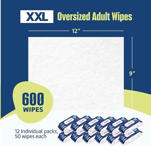 Adult Wipes Extra Large 9"x12" – Thicker Disposable Washcloths for Elderly Care & Shower Alternative – Fragrance-Free with Flip-Top – 1 Pack in Saudi Arabia