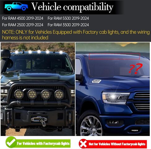 LED Cab Roof Lights Compatible with 2019-2024 RAM 2500 3500 4500 5500 Pickup Truck Cab Clearance Light 5PCS Amber Light Clear Lens in Saudi Arabia