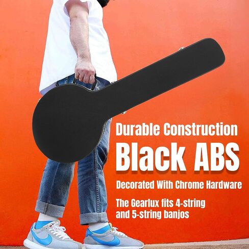 Gearlux 4-string و 5-banjo بانجو العلبة مع القفل الخارجي والمفتاح ، مقصورة ملحقات داخلية ، وحشوة داخلية فخمة-أسود in Kuwait