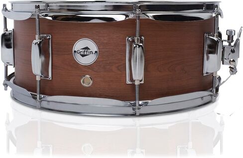 GRIFFIN Snare Drum – 14" x 5.5" (PoplarPro Edition) Wood Shell with Flat Hickory PVC, Coated Head, Snare Throw Off, Key & 8 Metal Tuning Lugs in Saudi Arabia