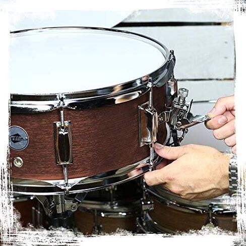 GRIFFIN Snare Drum – 14" x 5.5" (PoplarPro Edition) Wood Shell with Flat Hickory PVC, Coated Head, Snare Throw Off, Key & 8 Metal Tuning Lugs in Saudi Arabia