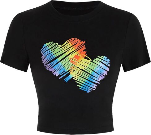 Verdusa Women's Y2K Tees Funny Shirts Letter Print Crop Tops 90s T-Shirt Vintage Outfit in Kuwait