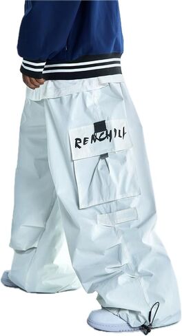 Winter SKi Pants Black White Baggy Hip-hop Men and Women Loose Single Board Double Board Wear-resistant Snow Pants in Saudi Arabia