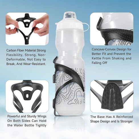 Bike Water Bottle Holder Ultra Light Carbon Fiber Water Bottle Cages for Road Bikes Mountain Gravel e Bike, for Diameter 70-74 mm Water Bottle (Weight 16±2g) Matte 2 Pack in Saudi Arabia