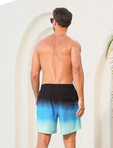 SILKWORLD Mens Swimming Trunks with Compression Liner Quick Dry 5 inch Swim Shorts with Zipper Pockets in Kuwait