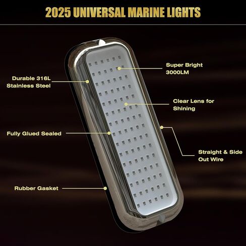 Goldlife B5 Underwater Boat Lights, Blue 2x3000LM DC10-30V IP68, 316L Shell & Clear Lens, Marine Waterproof Lights for Yacht Boat Transom Pontoon Exterior Interior Deck Stern RV Fishing (B5-3) in Saudi Arabia