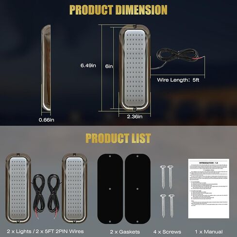 Goldlife B5 Underwater Boat Lights, Blue 2x3000LM DC10-30V IP68, 316L Shell & Clear Lens, Marine Waterproof Lights for Yacht Boat Transom Pontoon Exterior Interior Deck Stern RV Fishing (B5-3) in Saudi Arabia
