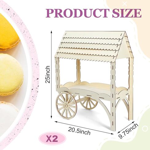1 PCS عربة حلوى خشبية مع عجلات للحفلات الحزب الخشبية الطاولة معروضة عرض لحفلات الزفاف أعياد الميلاد زخرفة الحفلات ، 25 "× 20.5" × 9.75 " in Kuwait