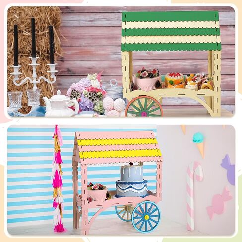 1 PCS عربة حلوى خشبية مع عجلات للحفلات الحزب الخشبية الطاولة معروضة عرض لحفلات الزفاف أعياد الميلاد زخرفة الحفلات ، 25 "× 20.5" × 9.75 " in Kuwait