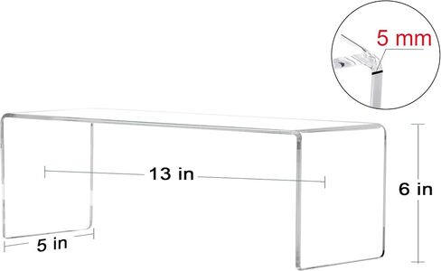 Jusalpha 4 Pcs Large 13'' Clear Acrylic Risers, Display Risers Shelf Showcase Fixtures for Retail, Display Stand for Amiibo Funko POP Figures, Cupcakes, Food Display, Cabinet Organizer(13''x 4.5''x 6'') in Kuwait