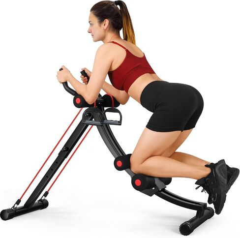 Ab Workout Equipment, Ab Machine for Women, Adjustable Core Abdominal Exercise Fitness Equipment, Foldable Waist Trainer Ab Crunch Home Gym Systems for Beginners in Kuwait