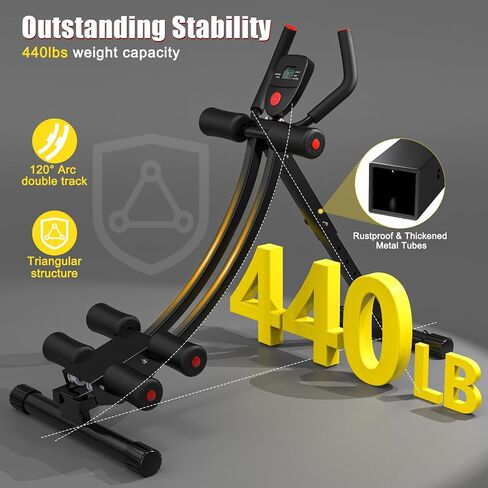 Ab Workout Equipment, Ab Machine for Women, Adjustable Core Abdominal Exercise Fitness Equipment, Foldable Waist Trainer Ab Crunch Home Gym Systems for Beginners in Kuwait