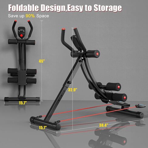 Ab Workout Equipment, Ab Machine for Women, Adjustable Core Abdominal Exercise Fitness Equipment, Foldable Waist Trainer Ab Crunch Home Gym Systems for Beginners in Kuwait