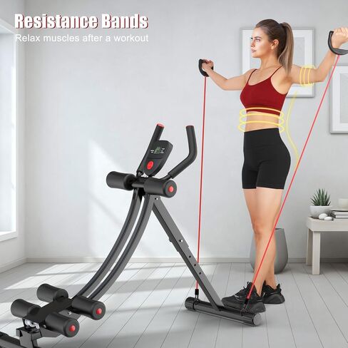 Ab Workout Equipment, Ab Machine for Women, Adjustable Core Abdominal Exercise Fitness Equipment, Foldable Waist Trainer Ab Crunch Home Gym Systems for Beginners in Kuwait
