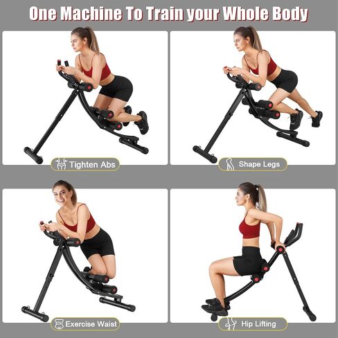 Ab Workout Equipment, Ab Machine for Women, Adjustable Core Abdominal Exercise Fitness Equipment, Foldable Waist Trainer Ab Crunch Home Gym Systems for Beginners in Kuwait
