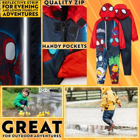 Get Trend Rain Suit Boys Hooded Fleece Lined Waterproof Kids Rain Coat Outdoor Fishing Hiking Overalls Gifts for Boys in Saudi Arabia