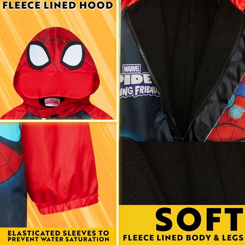 Get Trend Rain Suit Boys Hooded Fleece Lined Waterproof Kids Rain Coat Outdoor Fishing Hiking Overalls Gifts for Boys in Saudi Arabia
