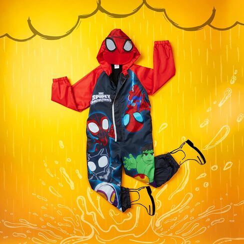 Get Trend Rain Suit Boys Hooded Fleece Lined Waterproof Kids Rain Coat Outdoor Fishing Hiking Overalls Gifts for Boys in Saudi Arabia