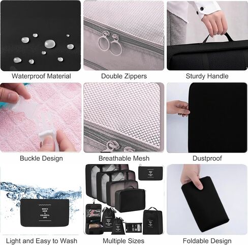 10 مجموعة مكعبات التعبئة لأساسيات السفر ، مجموعة الأمتعة الوعرة منظم مع تصميم شبكة ، وملحقات السفر المثالية للرجال ، والنساء ، جيدة لحقيبة التنظيم في أي رحلة in Kuwait