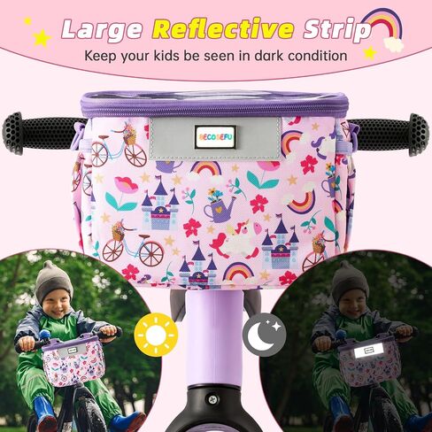 Bike Basket Kids,Bicycle Basket Front,Waterproof Fabric Handlebar Bag with Shoulder Strap, Fit Most Toddlers Bike or Scooter, Bike Accessories for Boys, Girls. in Saudi Arabia