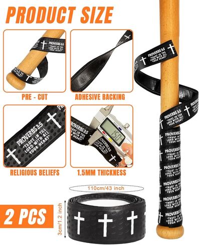 أشرطة قبضة الخفافيش البيسبول ، شريط قبضة الخفافيش الإيمان ، و 1.5 ملم قبل ذلك وشريط معصم البيسبول الكامل ، وتصميم الكتاب المقدس أشرطة قبضة البيسبول الدينية غير المنقولة للرياضة in Kuwait