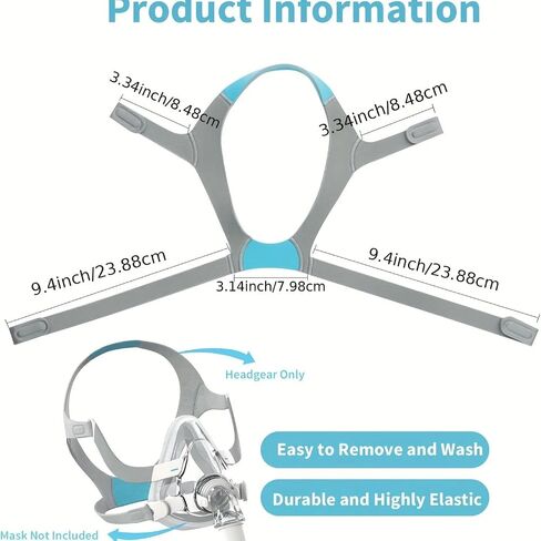 Replacement Cushion and Headgear for ResMed AirFit F20 – Soft Silicone Seal, Adjustable Headgear Straps – Compatible with ResMed F20 Full Face CPAP Mask (Medium or Large) (Medium) in Saudi Arabia