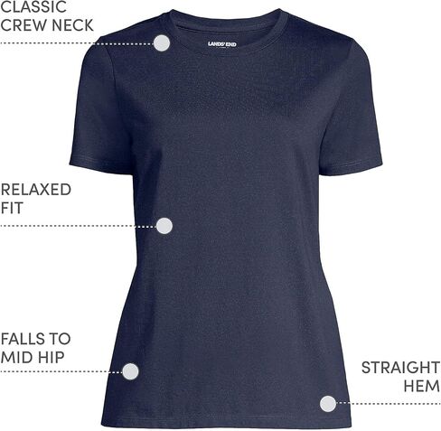 Lands' End Women's Relaxed American-Grown Supima Cotton Crew Neck T-Shirt in Saudi Arabia