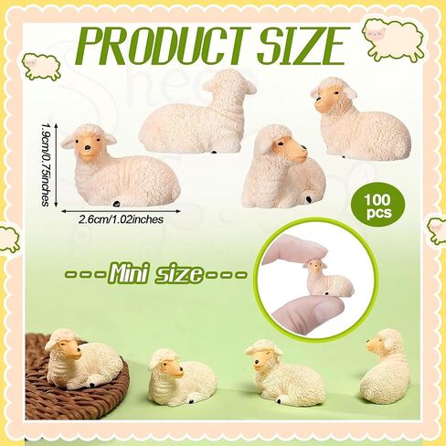 Wesiti 50 Pcs Mini Resin Sheep Figurines Mini Lamb Statue Cute Animal Miniature Landscape Little Resin Sheep Decor for Easter Indoor Outdoor Garden DIY Ornament Cake Topper in Saudi Arabia