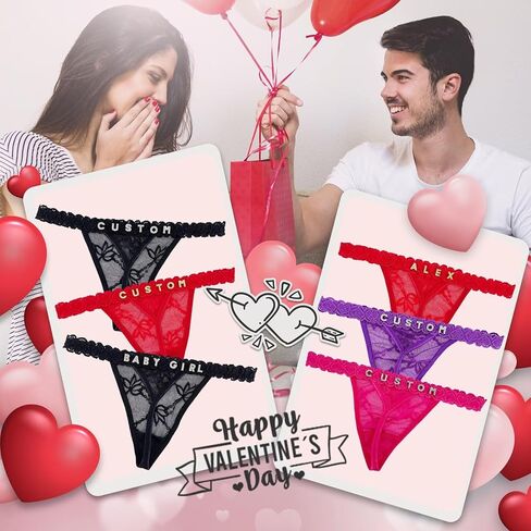 سراويل شخصية مخصصة 2 حزمة تحمل اسم "Daddy" - اسم Rhinestone Thong Custom Thong بالنسبة لها - عيد الحب in Saudi Arabia