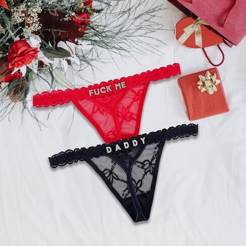 سراويل شخصية مخصصة 2 حزمة تحمل اسم "Daddy" - اسم Rhinestone Thong Custom Thong بالنسبة لها - عيد الحب in Saudi Arabia